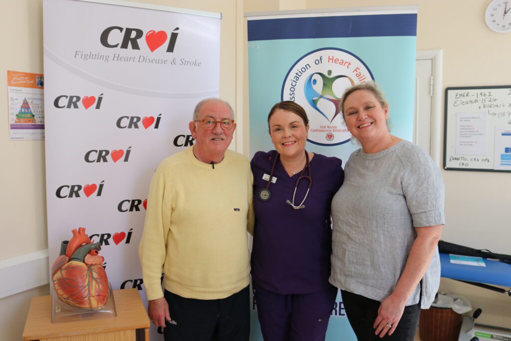 John Ridge, Heart Failure Patient, Emer Burke, President of the Irish Association of Heart Failure Nurses (IAHFN) and Advanced Nurse Practitioner in Heart Failure at Galway University Hospitals and Annie Costelloe, Croí Head of Patient & Community Engagement