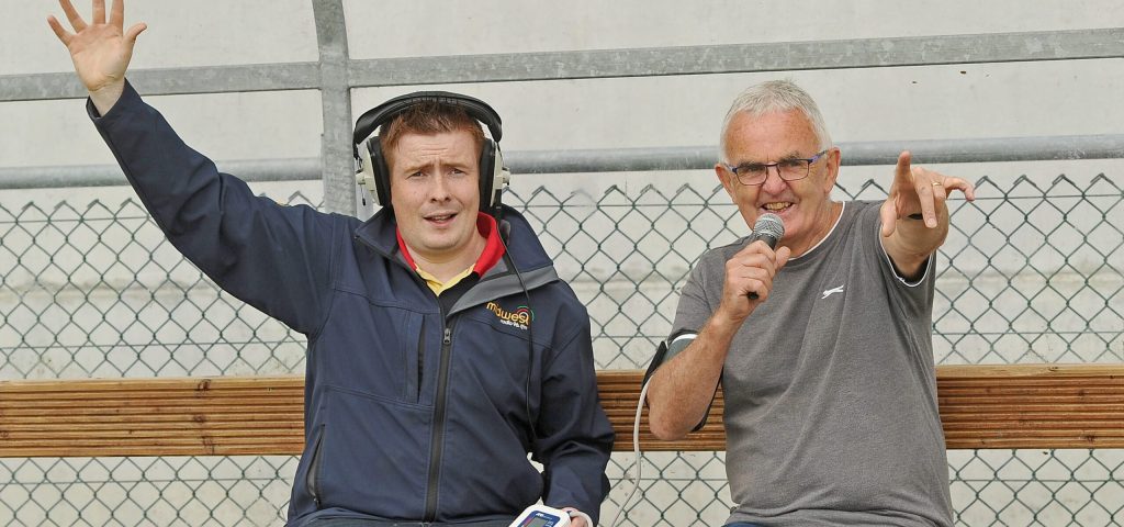 Pictured is Midwest radio commentator Michael D McAndrew ‘checking’ the blood pressure of match analyst Martin Carney ahead of the All-Ireland Final in Croke Park on Saturday, September 11th.  


Pic Conor McKeown