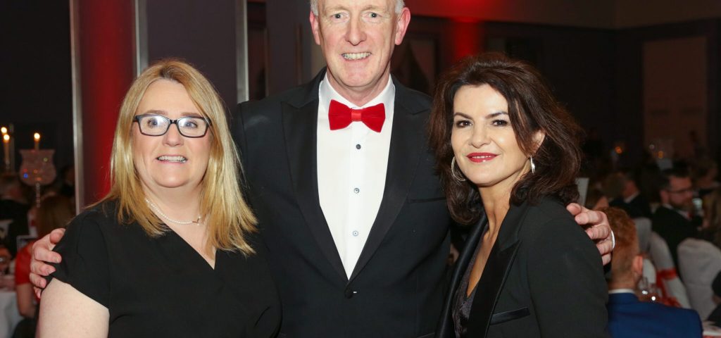 Annie Costelloe, Neil Johnson and Deirdre O'Kane pictured at the Croí Go Red Ball, sponsored by Irish Life in the Galmont Hotel. Photo Martina Regan